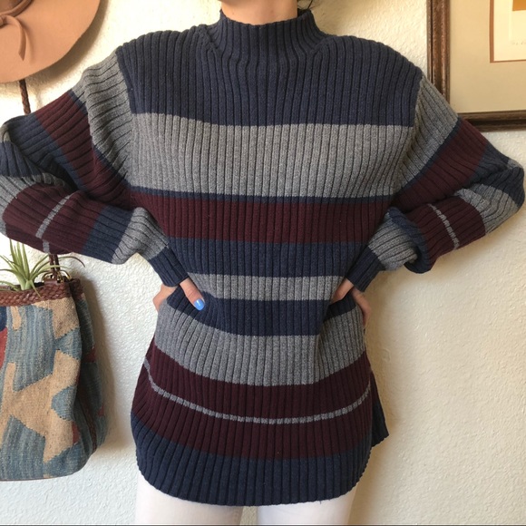 Vintage Sweaters - 2/$22 Vintage Mockneck Striped Sweater